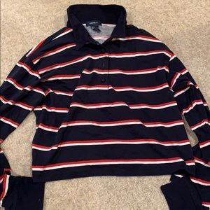 Forget 21 cropped collared long sleeve